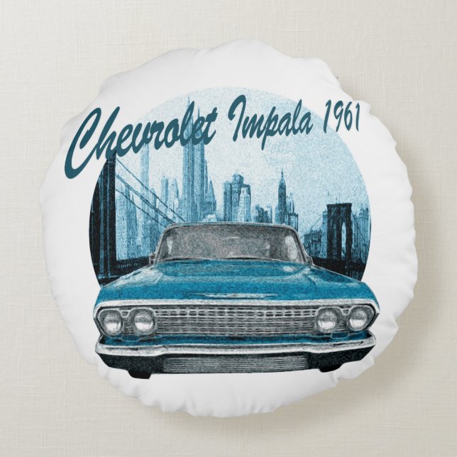 Klassikerbil Chevrolet Impala 1961 Rund Kudde (Baksidan)
