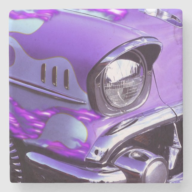 Klassikerbil: Chevrolet med den flammande huvan Stenunderlägg (Framsidan)