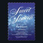Klassikerblått Bokeh tänder söt 16TH födelsedag Inbjudningar<br><div class="desc">Chic mörk - blåttsweet sixteenfödelsedagsfest inbjudan med uppsättning för stilsort för vitfinare en cursive på en unik bokeh för eleganta blått tänder bakgrund.</div>