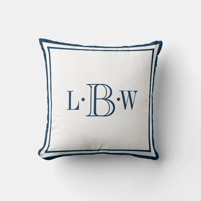 Klassikerblått gränsar Monogrammed Kudde (Framsida)