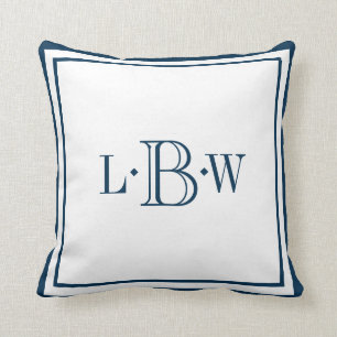 Klassikerblått gränsar Monogrammed Kudde