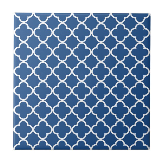 Klassikerblått- och vitQuatrefoil marockanskt Kakelplatta (Framsidan)