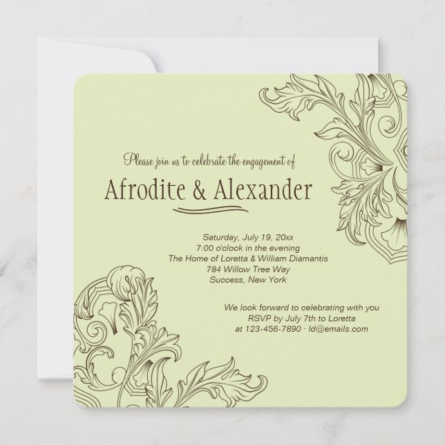 Klassikerblommigtinbjudan Inbjudningar (Framsida)