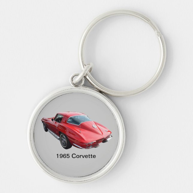 KlassikerCorvette Coupe Rund Silverfärgad Nyckelring (Framsidan)