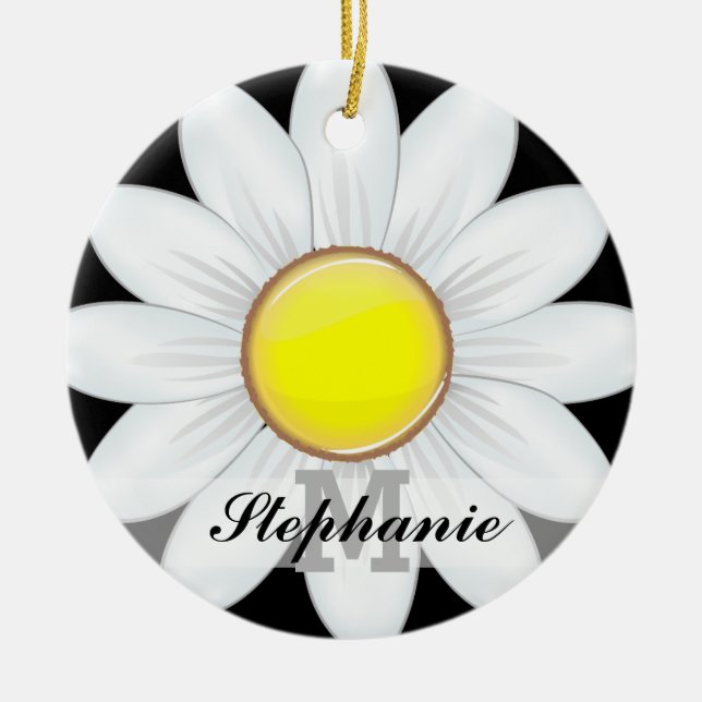 Klassikerdaisyblomma Julgransprydnad Keramik (Framsidan)