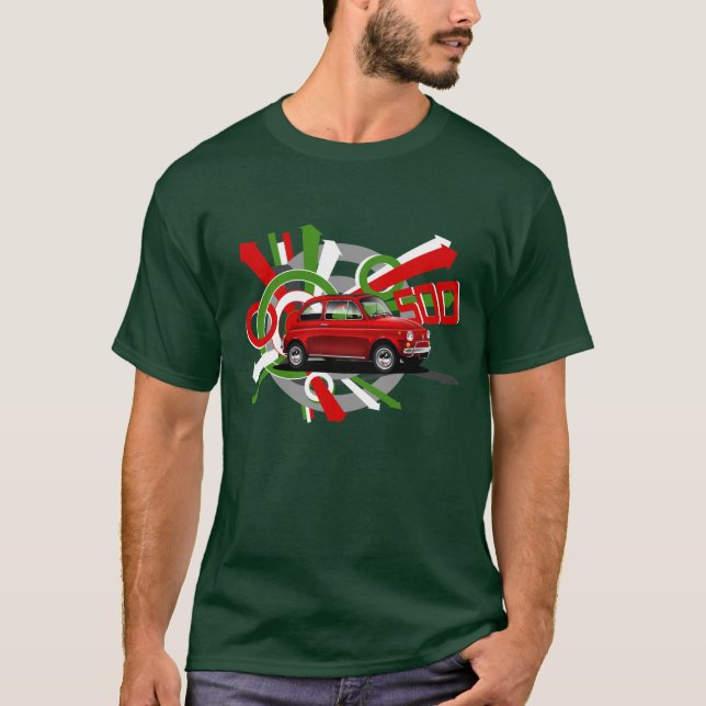 KlassikerFiat 500 T-tröja Tee (Framsida)