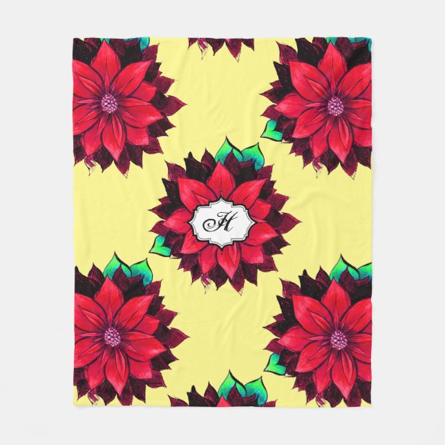 KLASSIKERJULSTJÄRNA i RÖTT Fleecefilt (Framsidan)