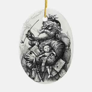 Klassikerjultomten avbildar julgransprydnad keramik