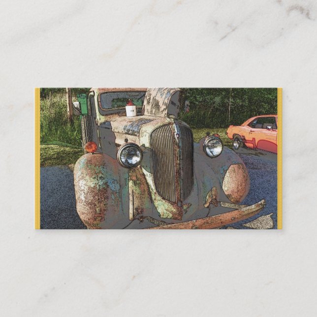 Klassikerlastbil som visitkortar för en skissa visitkort (Framsida)