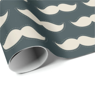 Klassikermustaschmönster på svart presentpapper