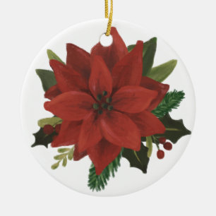 Klassikern räcker målad julstjärnahelgdag julgransprydnad keramik