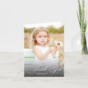 Klassikern Swirly skrivar svart med tack för foto Kort