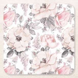 Klassikerrosa- & gråttmönster underlägg papper kvadrat
