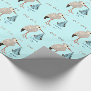 KlassikerStork (blått) 2 (baby shower) Presentpapper