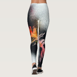 Klassikersvart och orange fjäderdamasker leggings