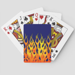 Klassikertävla flammar avfyrar på marinblå dekor casinokort