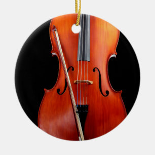 Klassikervioloncell på svart julgransprydnad keramik