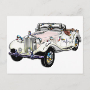Klassikervit och guld- MG-cabriolet Vykort