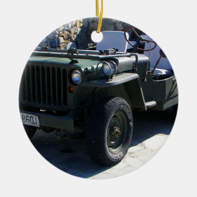 KlassikerWillys Jeep. Julgransprydnad Keramik (Framsidan)