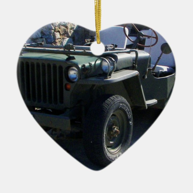 KlassikerWillys Jeep. Julgransprydnad Keramik (Framsidan)