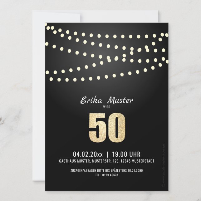 Klassische & edle Einladung 50. Geburtstag Meddelande (Framsida)