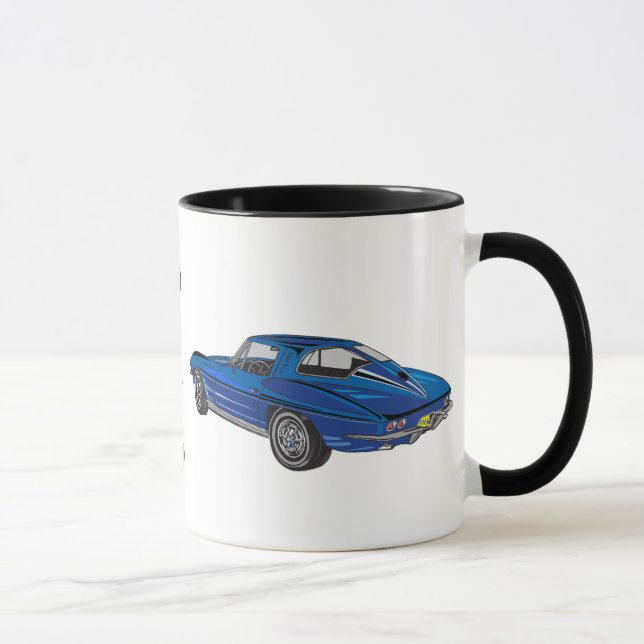 Klassisk 1963 Blue Corvette PAPPA-kaffe Mugg (Höger)