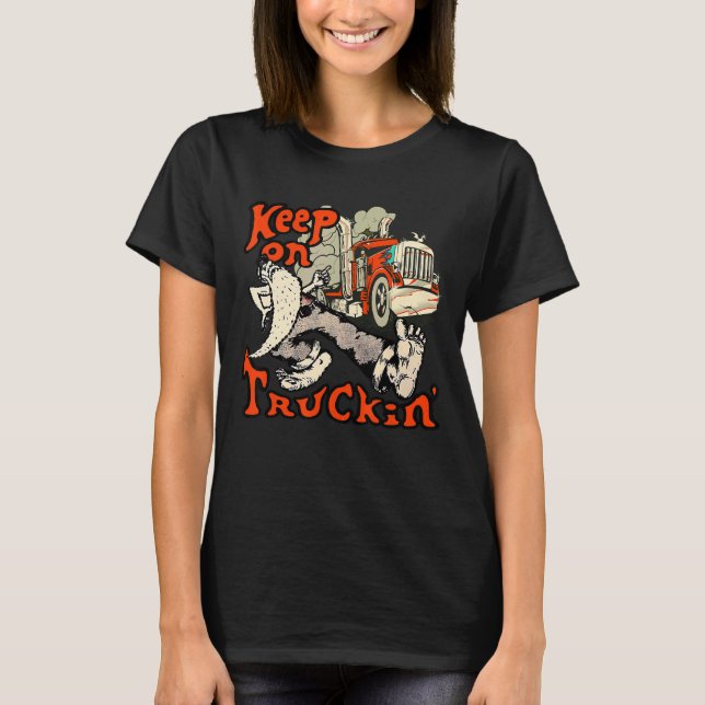 Klassisk 1970-talets Behålla på lastbilsförare i L T Shirt (Framsida)