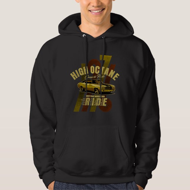 Klassisk 1971 High Octane Muskelbil Hoodie (Framsida)