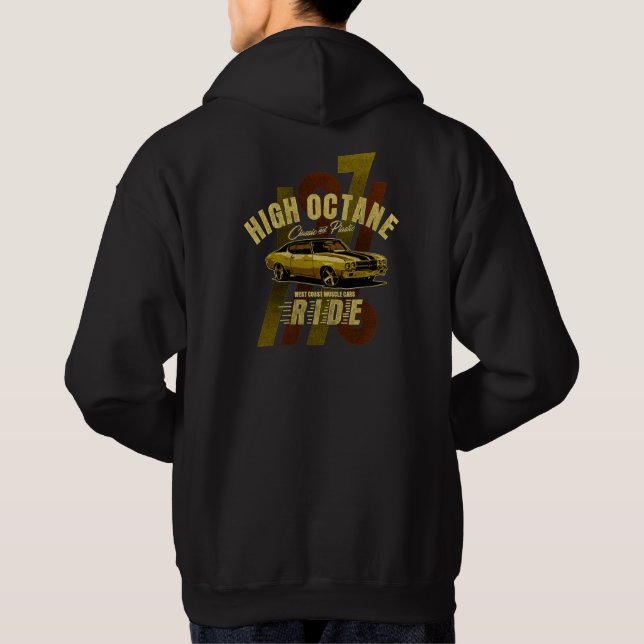 Klassisk 1971 muskelbil med hög oktan hoodie (Baksida)