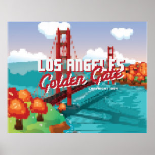 Klassisk 1980s L.A Golden Grind Video-spelboxkonst Poster
