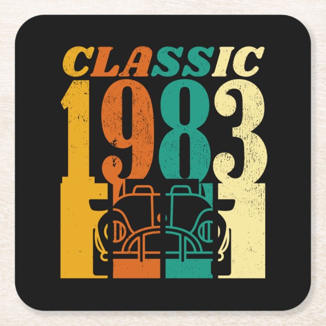 Klassisk 1983 42:a födelsedagen underlägg papper kvadrat (Framsidan)