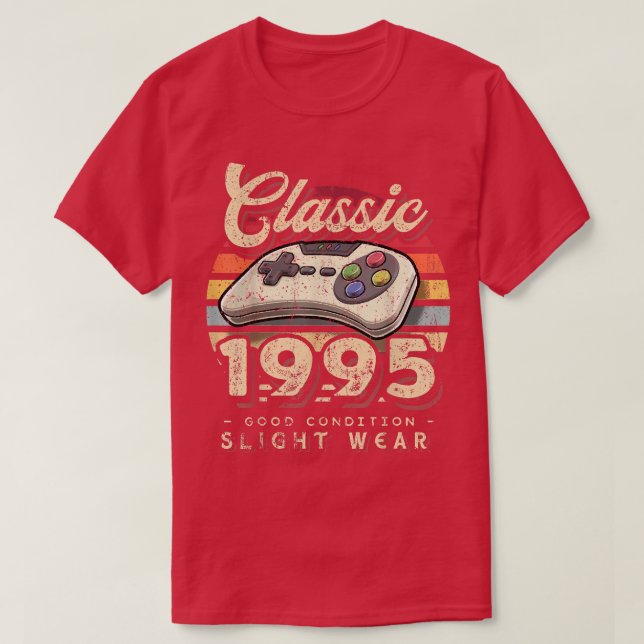Klassisk 1995, 27:e födelsedagsspelskontroll för r t shirt (Design framsida)