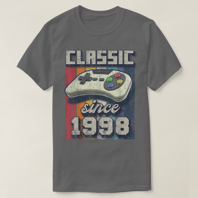 Klassisk 1998, 24:e födelsedagsspelskontroll för r t shirt (Design framsida)
