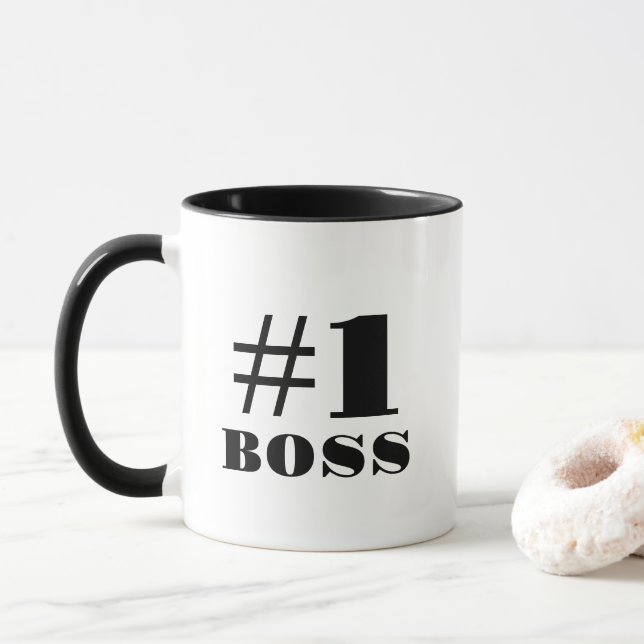 Klassisk #1 Boss Svartvit Mugg (Med munk)