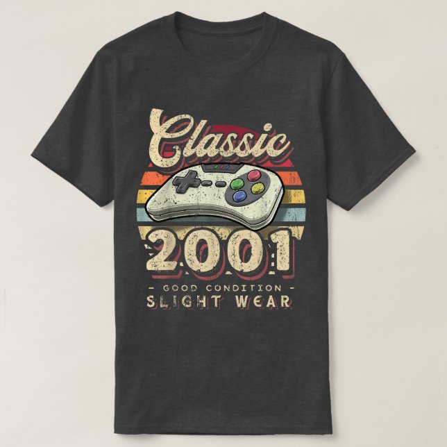 Klassisk 2001 21:a födelsedagsspelskontroll för re t shirt (Design framsida)