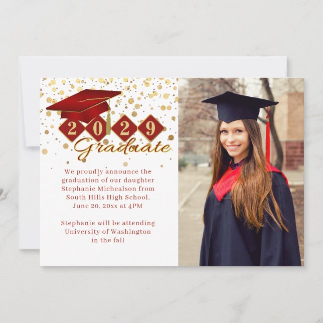 Klassisk 2 Photo Studenten Red and Guld Meddelande (Framsida)