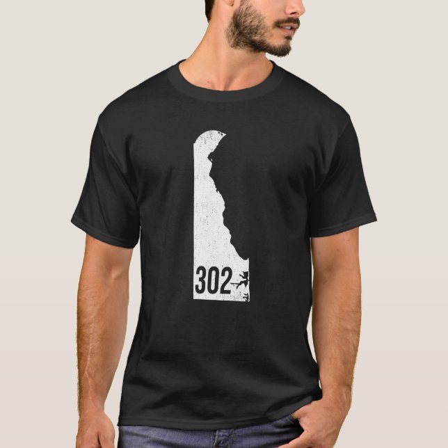 Klassisk 302 Delaware Pride kontur stat område kod T Shirt (Framsida)