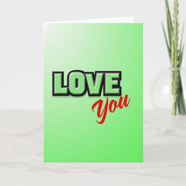 Klassisk 3D Love You Scriptkort Kort (Framsida)