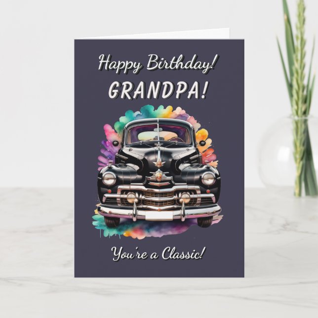 Klassisk 40's Car Grandpa Du är en klassisk födels Kort (Framsida)
