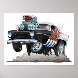 Klassisk 55 Hot rod-Tecknad för nybörjare bil Poster