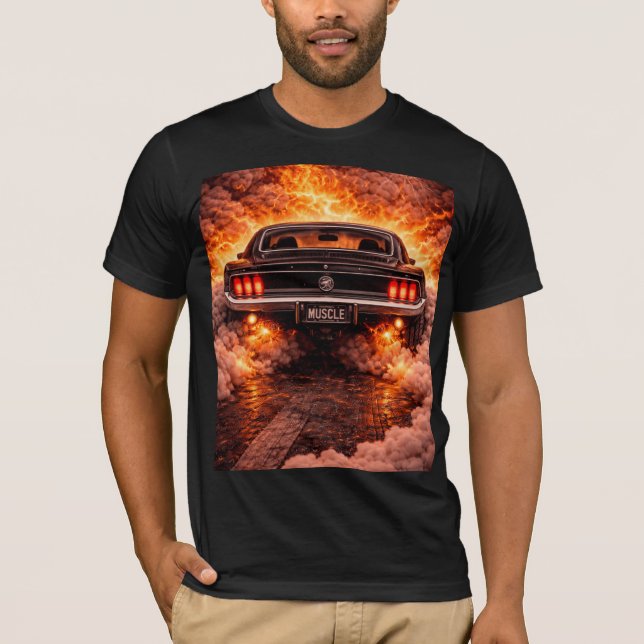 Klassisk 60-tals Fastback Muskelbil Burnout T Shirt (Framsida)