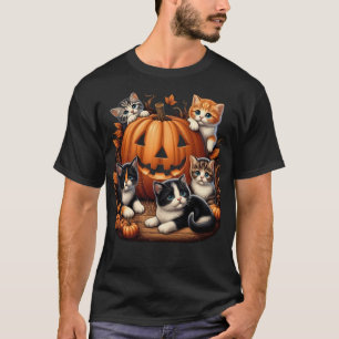 Klassisk 90-tals kattpumpa Halloween Retro blommig T Shirt