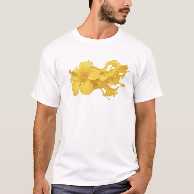 Klassisk ABSTRAKT BLOMMA Designer Grafik T Shirt (Framsida)