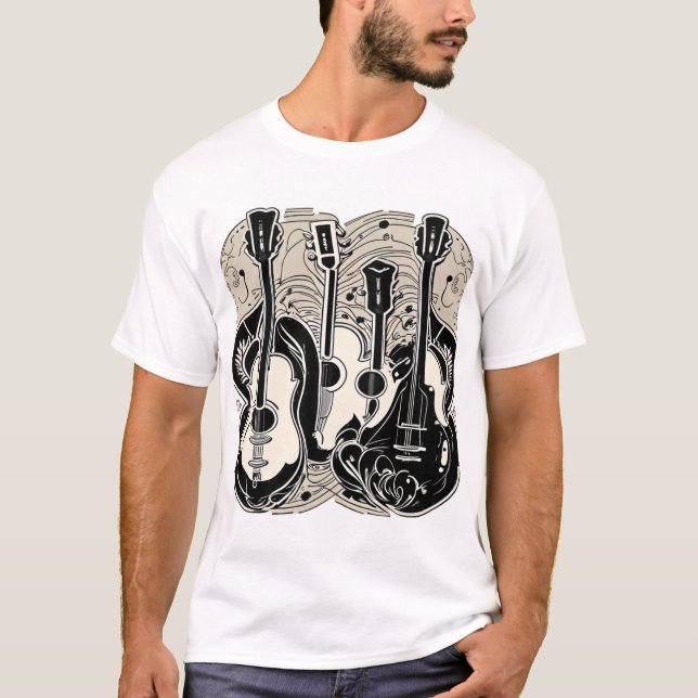 Klassisk akustisk gitarr t shirt (Framsida)