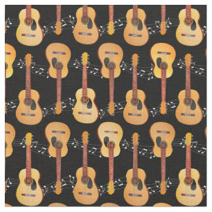Klassisk akustisk guitar Musik noter på svart Tyg