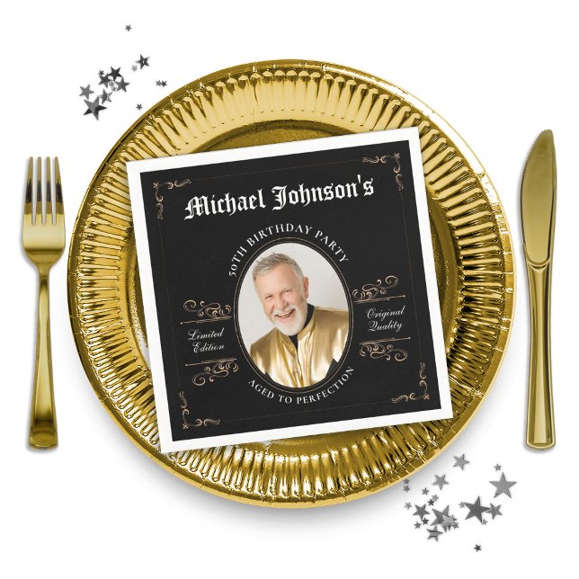 Klassisk Åldras till Perfektion Anpassningsbar 50: Pappersservett (Classic Aged to Perfection Custom 50th Birthday Napkins)
