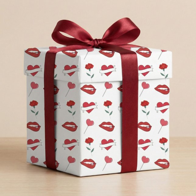 Klassisk Alla hjärtans dag Papper Presentpapper (Classic Valentine's Day Wrapping Paper)