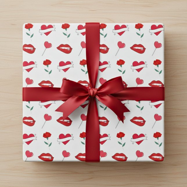 Klassisk Alla hjärtans dag Papper Presentpapper (Classic Valentine's Day Wrapping Paper)