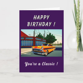 Klassisk amerikansk bil 1950-årsjubileum kort