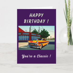 Klassisk amerikansk bil 1950-årsjubileum kort
